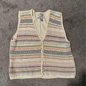 Multicolor Striped Knit ribbon vest